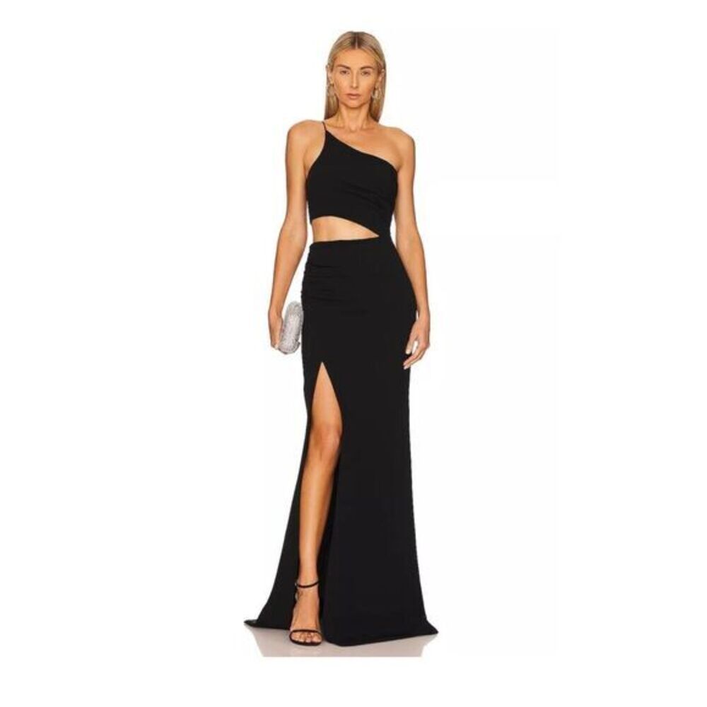 Cinq à Sept Sandra Womens Cutout One-Shoulder Gown Dress Black Size 8
